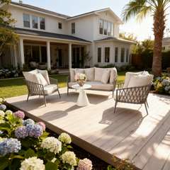 Aura 4-Seater Dark Grey Rattan Outdoor Sofa Set with White Coffee Table