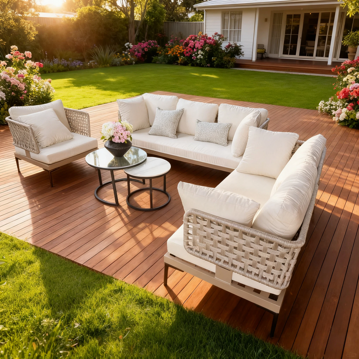 Belmont Outdoor Lounge Set 3+2+1 with Coffee Table