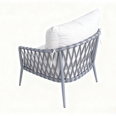 Aura 4-Seater Dark Grey Rattan Outdoor Sofa Set with White Coffee Table