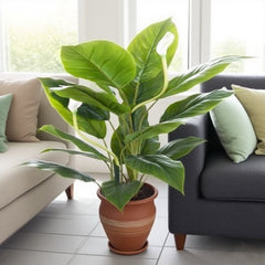 Strelize Artificial Plant 120cm – 22 Leaves, 3 White Flowers