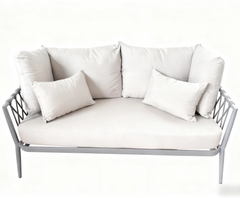 Aura 4-Seater Dark Grey Rattan Outdoor Sofa Set with White Coffee Table