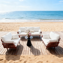 Bella White (3+2+1) Rattan Outdoor Lounge Set with Coffee Table