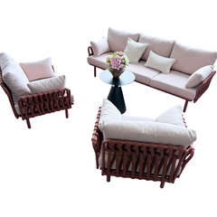 Bella Pink (3+1+1) Rattan Outdoor Lounge Set with Coffee Table
