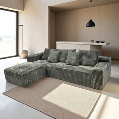 Cosmo L-Shape Sofa – 3 Seater with Teddy Fabric